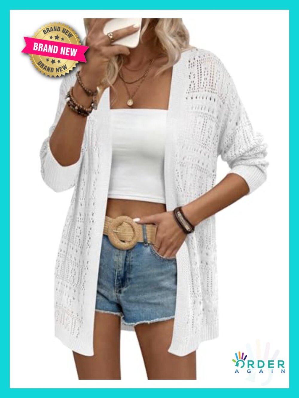 Crochet Cardigan Sweater Lightweight Open Front Boho Kimono Beach Coverup